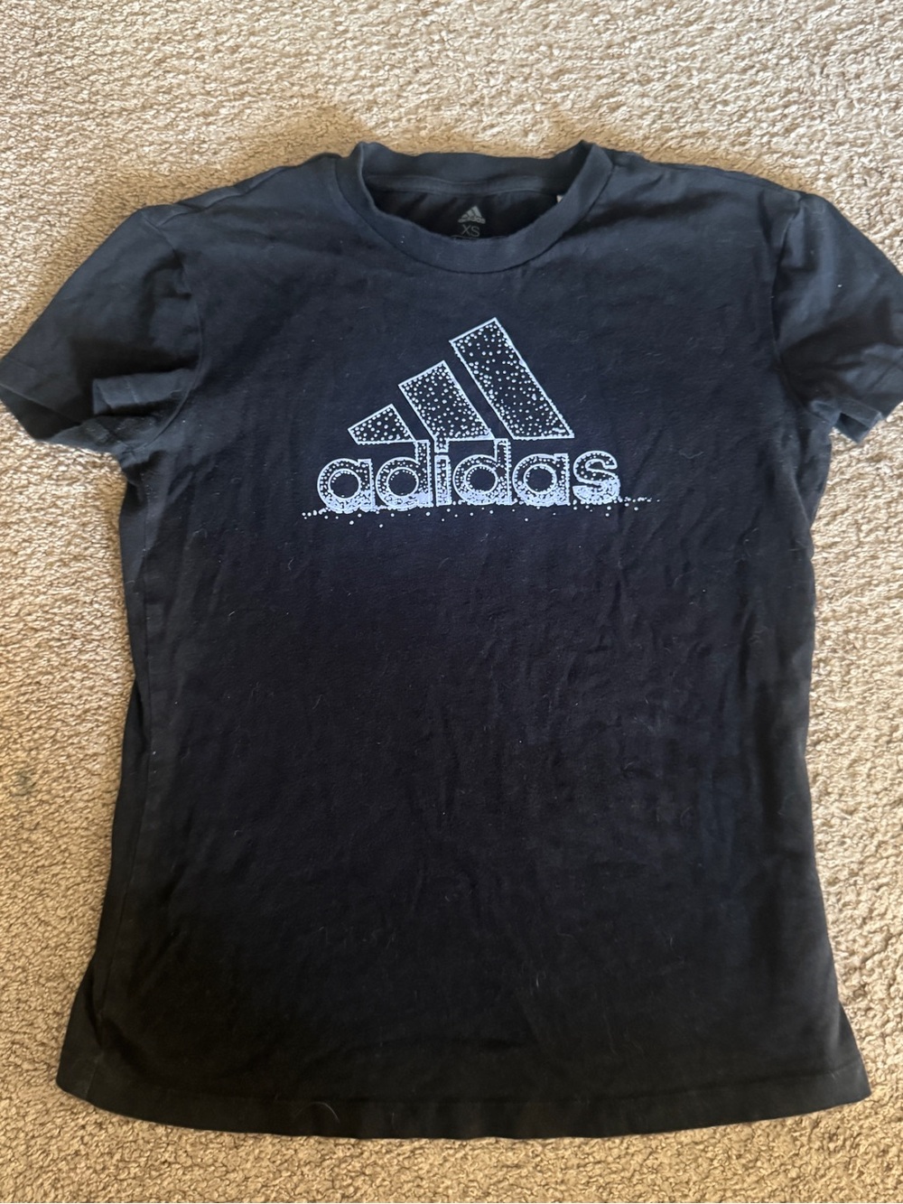 XS Adidas Black Tee with White Logo